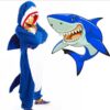 Gray shark flannel cartoon jumpsuit pajamas, coral fleece, giant toothed shark animal, one-piece hair collection, couple style, soft