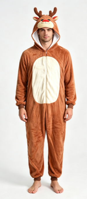 Reindeer solid color jumpsuit, parent-child outfit, adult home wear, children's pajamas