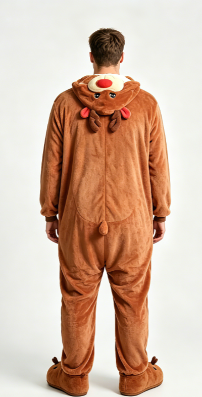 Reindeer solid color jumpsuit, parent-child outfit, adult home wear, children's pajamas